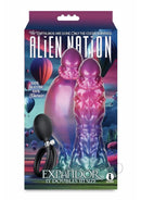 Alien Nation Expandor Inflatable Silicone Dildo Red Purple package featuring unique design and inflation feature.