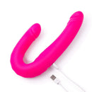 Together Duo Pink Vibrating Dildo with USB charging cable, designed for synchronized partner stimulation.