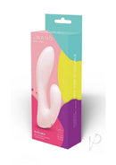 Le Wand Mini Vibe G-Double Rabbit Vibrator Pink packaging showcasing dual-action design for enhanced pleasure.
