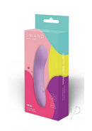 Le Wand Mini Vibe Glide G-Spot Vibrator Purple packaging with ergonomic design for targeted pleasure.