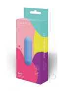 Le Wand Mini Vibe Rechargeable Bullet Vibrator Blue packaging with colorful design.