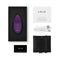 Lelo LILY 3 Rechargeable Mini Silicone Vibrator Dark Plum in packaging with accessories including USB charger and warranty card.