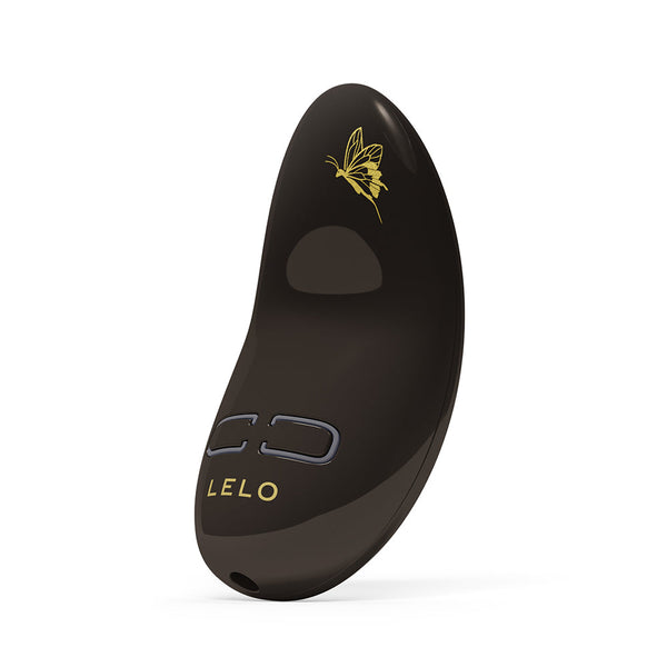 Lelo NEA 3 Rechargeable Mini Silicone Vibrator Black with floral design and control buttons