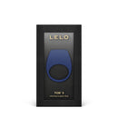 LELO TOR 3 Vibrating Cockring Base Blue packaging with sleek design for enhanced intimacy and pleasure.