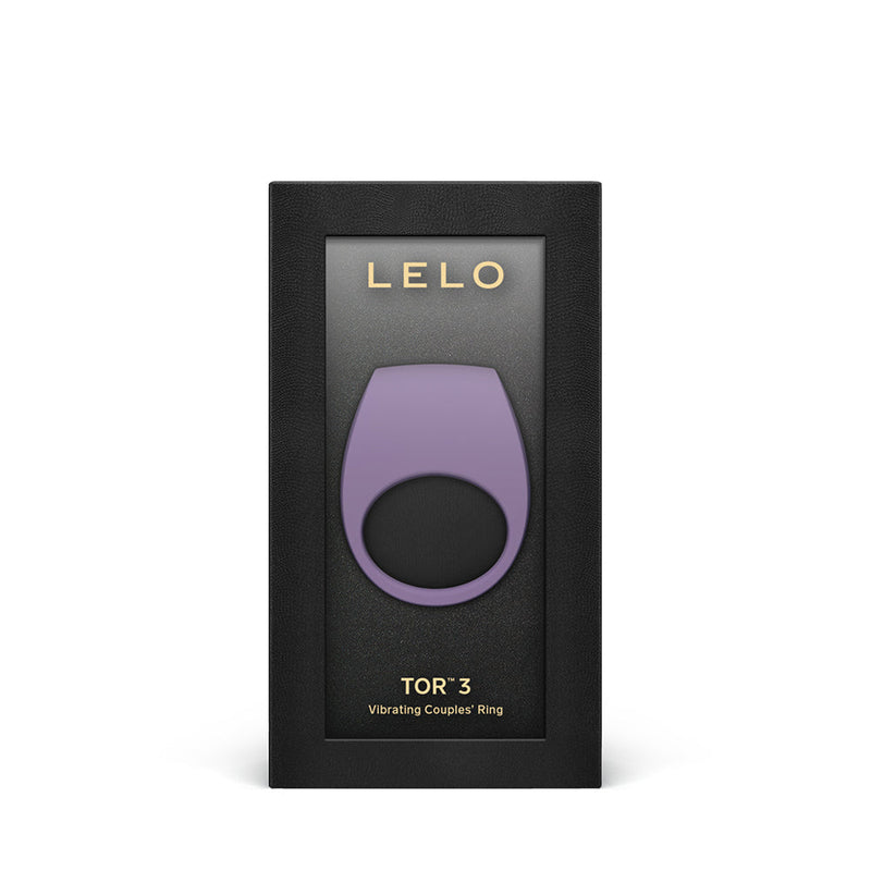 LELO TOR 3 Vibrating Cockring Violet Dust packaging showcasing its sleek design and color.