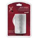Product packaging of Perfect Fit Xplay Jack Daddy Stroker, a wide mouth male masturbator with thumb loop for control.