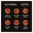 Key features of Exposed Booty Tape Butt Cheek Spreader 20 Pieces Black including free hands, body-safe and strong adhesive.
