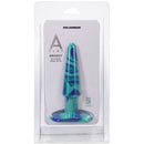 Doc Johnson A-Play Groovy 5 Inch Silicone Anal Plug Ocean in packaging with a swirling blue color design.