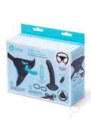 B-Vibe Strap-It-On Anal Silicone Training Kit Black/Teal packaging showing 6-piece pegging set for couples.