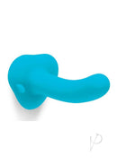 B-Vibe Strap-It-On Anal Silicone Training Kit Black/Teal blue silicone dildo close-up view