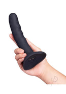 B-Vibe Strap-It-On Anal Silicone Training Kit Black/Teal 5 inch silicone dildo being held in hand.
