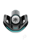 Kaotik Labs The Jetpack App Control Masturbator Black/Blue top view with ergonomic grips and adjustable cylinder.