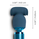 Le Wand Stroke Silicone Penis Play Attachment top view with dimensions and texture details.