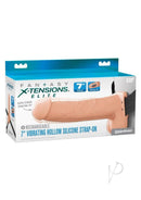 Fantasy X-Tensions Elite 7 Inch Vibrating Hollow Strap-On packaging displayed with feature highlights and design details.