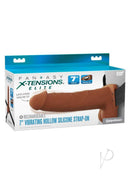 Fantasy X-Tensions Vibrating Hollow Strap-On 7 Inch Caramel packaging with details and features.