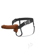 Fantasy X-Tensions Vibrating Hollow Strap-On 7 Inch Caramel featuring a hollow wearable shaft with adjustable straps.