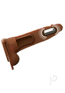 Fantasy X-Tensions Vibrating Hollow Strap-On 7 Inch Caramel showcasing its hollow design and built-in vibrations.