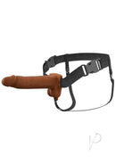 Fantasy X-Tensions 8 Inch Vibrating Hollow Strap-On Caramel with adjustable harness for strap-on play.