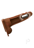 Fantasy X-Tensions 6 Inch Vibrating Hollow Strap-On Caramel detailed view showcasing its dual density design and vibration feature.