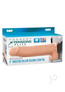 Fantasy X-Tensions Elite 8 Inch Vibrating Hollow Strap-On packaging with silicone strap-on and features.