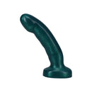 Tantus Acute 5.5 Inch Curved Dildo Medium-firm Emerald showcasing its elegant curve and textured surface.