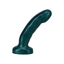 Tantus Acute 5.5 Inch Curved Dildo Medium-firm Emerald in an emerald green color with a curved design.