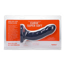 Tantus Curve 6.5 Inch Dildo Medium-Firm Sapphire packaging showcasing design for G-spot and P-spot stimulation.