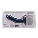 Tantus Curve 6.5 Inch Dildo Medium-Firm Sapphire in packaging for G-spot and P-spot stimulation.