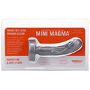 Tantus Mini Magma 5 Inch Firm Fantasy Dildo Silver in packaging, perfect for G-spot and P-spot stimulation.