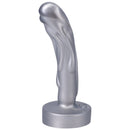 Tantus Mini Magma 5 Inch Firm Fantasy Dildo Silver with a sculpted, molten look and textured shaft for enhanced sensation.