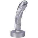 Tantus Mini Magma 5 Inch Firm Fantasy Dildo Silver with a textured, molten design for G-spot and P-spot stimulation.
