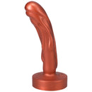 Tantus Mini Magma 5 Inch Fantasy Dildo Firm Copper with raised drip texture and metallic finish.