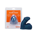 Tantus On The Go Silicone Packer Super Soft Malachite displayed in packaging, showcasing its smooth design.