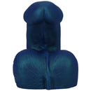 Tantus On The Go Silicone Packer Super Soft Malachite in vibrant blue silicone, showcasing its smooth and realistic design.