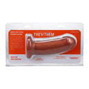 Tantus They/Them 5.5 Inch Soft Silicone Dildo Copper in packaging showcasing its unique color and features.