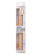 Silicone Studs Bend & Hold Dual Dildo 12 inch Vanilla packaging featuring a dual-ended design for customizable positioning.