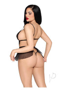 Leg Avenue Scalloped Lace Babydoll & Crotchless Panty Small on a model showcasing a flattering silhouette.