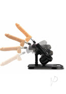 Whipsmart Angle Master Sex Machine with Remote Black demonstrating adjustable thrusting positions and attachments.