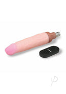 Whipsmart Angle Master Sex Machine with Remote Black with remote control and pink textured attachment.