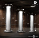 Master Series Triple Towers Dilator Set 3 Piece Clear with measurements displayed on a dark background.