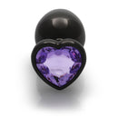 Ouch Heart Gem Butt Plug Large Gunmetal Amethyst featuring a heart-shaped purple gem base.