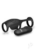 Jock Blitz Remote Vibrating Penis Sleeve Cock Ring Black with remote control and silicone design.