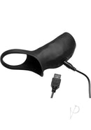 Jock Surge Remote Vibrating Penis Sleeve Cock Ring Black with a USB charging cable for convenience.