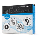 Perfect Fit Collections Premium C Rings Cock Ring Set packaging featuring various styles of C rings.