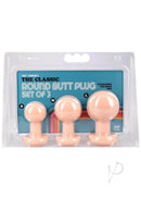 Classic Round Butt Plug Set 3 Piece Vanilla in three sizes, smooth and rounded for comfort and training.