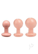 Classic Round Butt Plug Set 3 Piece Vanilla featuring smooth, rounded designs in three different sizes.