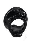 Rock Solid Offer It Silicone Cock Ring Black shown from the side on a white background, designed for performance enhancement.
