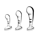 b Vibe Stainless Steel P Spot Plug Training Set featuring three polished anal plugs for precision prostate play.