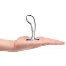 b Vibe Stainless Steel P Spot Plug Training Set on a hand showcasing its design and size