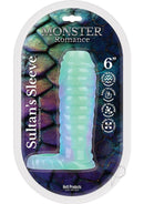 Monster Romance Sultan's Silicone Penis Sleeve Blue Purple packaging featuring a snake-like design for added sensation.